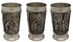 Zinnbecher - 2er Set - Rein Zinn 95 %, Reliefdekor - Bild 3