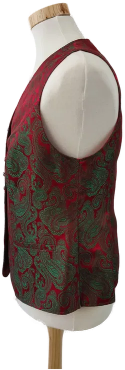 H. Moser rotes Gilet mit grünem peasley Muster - 42 - Bild 2