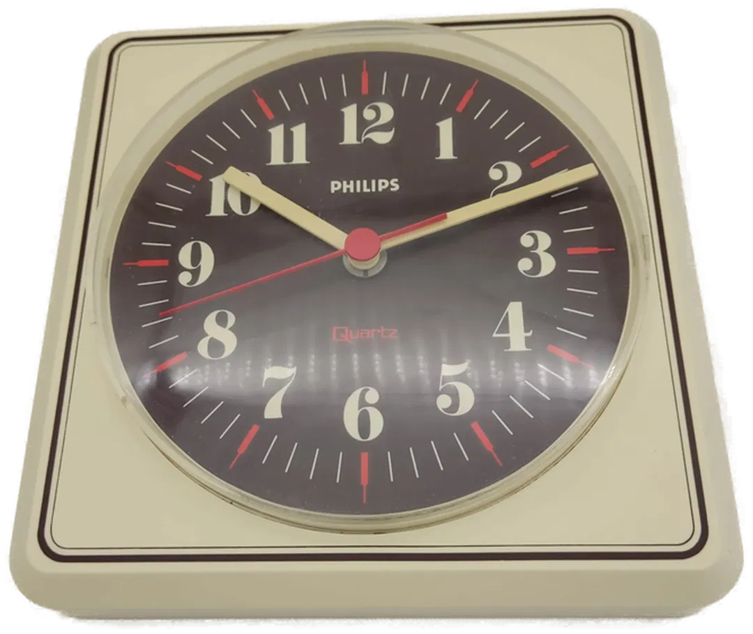 Vintage 1970 Philips Space Age Wanduhr in cremefarbe - Bild 4
