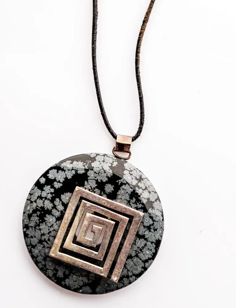 Halskette Schneeflocken Obsidian - Bild 1