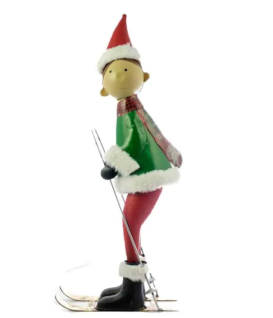 Weihnachtsfigur aus Blech – Skifahrer – ca. 63 cm hoch – Winterdeko / Metallfigur - Bild 1