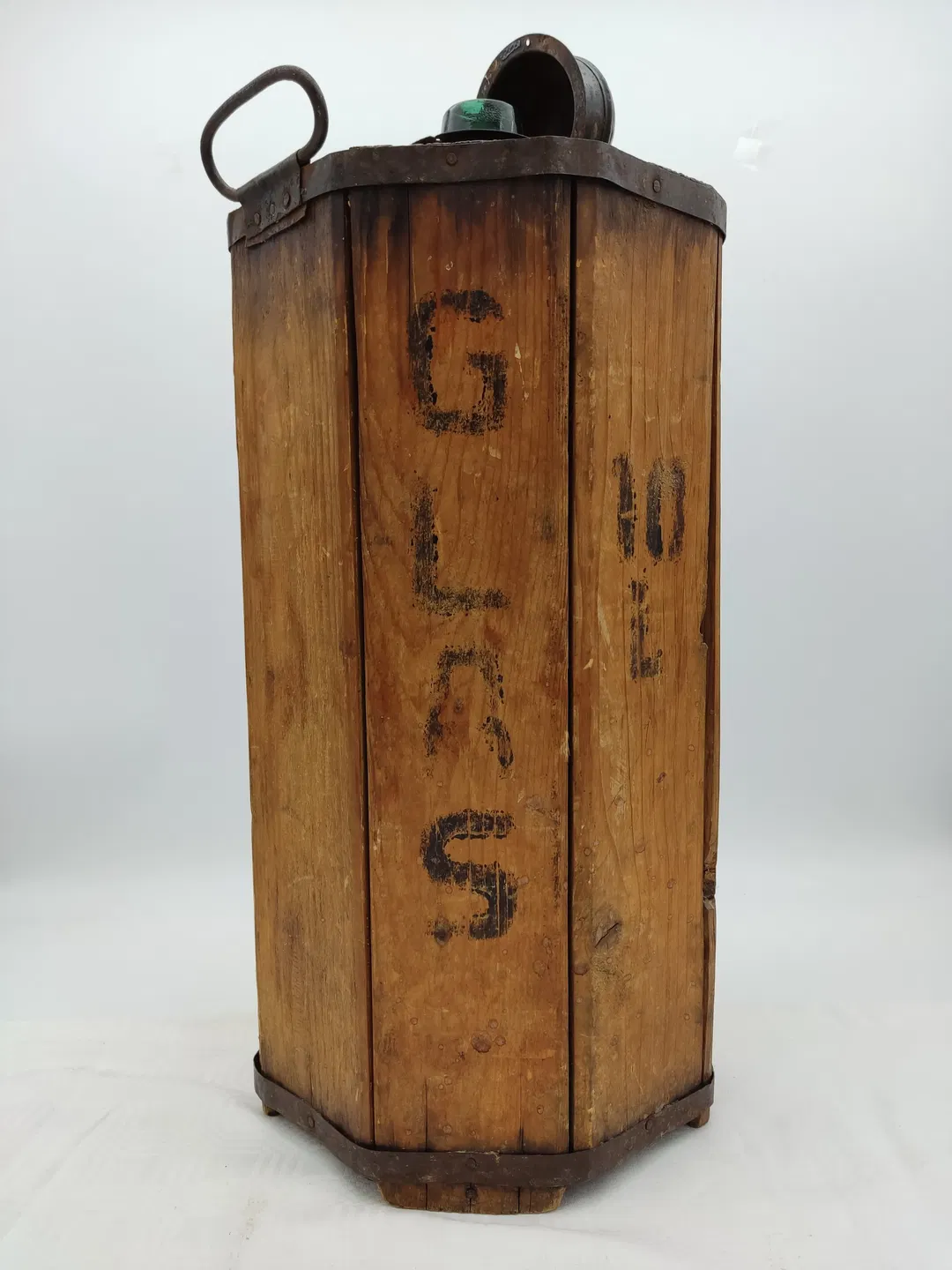 Antike Glasflasche mit Holzummantelung 10 Liter - Bild 1