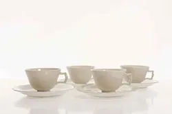 Wien Augarten 4 Mocca Tassen + Untertassen Belvedere 114 weiß - Bild 2