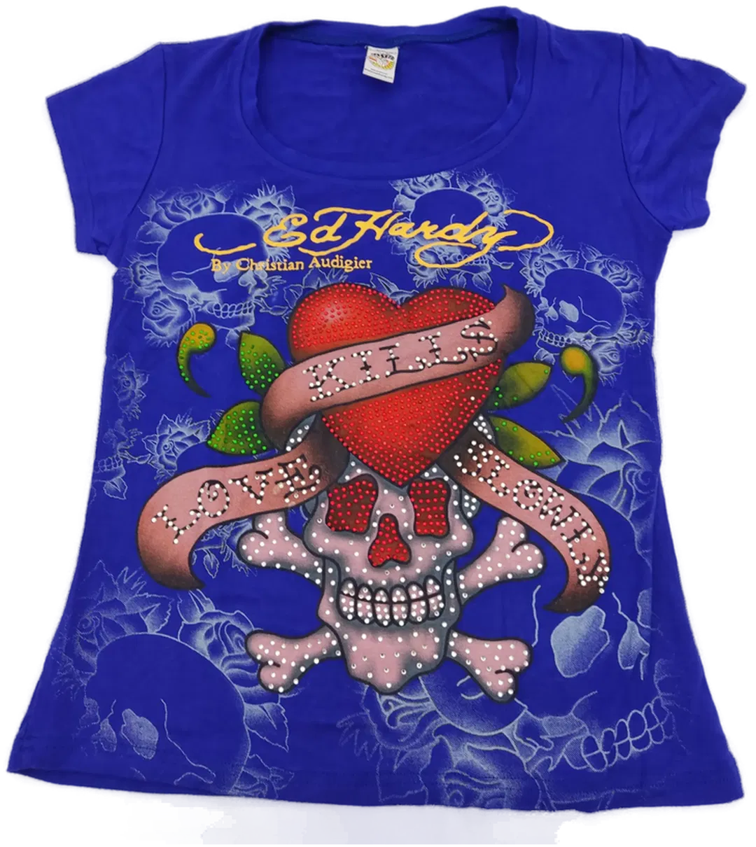 Ed Hardy Damen Shirt violett/mehrfarbig Gr. S Vintage - Bild 1