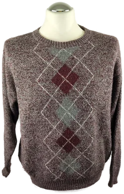 Herrenpullover EUR 44 in Braun mit Rautenmuster | Winterklassiker
