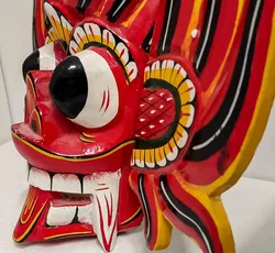 Gini Raksha Maske – Handgeschnitzte Sri Lanka Wandmaske Feuer 27x27 - Bild 2