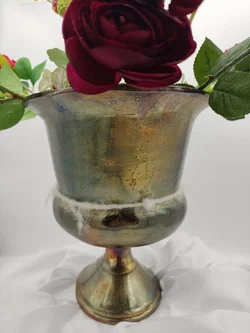 Antik-Goldene Aluminium-Pokalvase | Handgemachter Vintage-Look – Vorschau 4