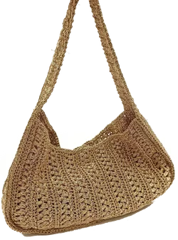 Zara Damen Basttasche Boho-Stiel gold