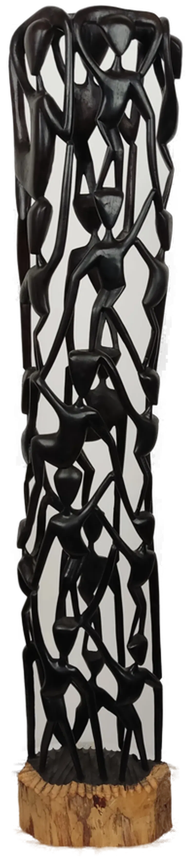 Makonde Lebensbaum Ebenholzfigur schwarz - 93 cm  - Bild 1