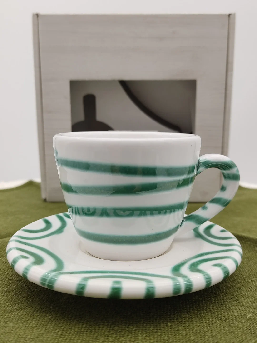 Gmundner Keramik Espresso-Set Grün Geflammt | Geschenkbox - Bild 1