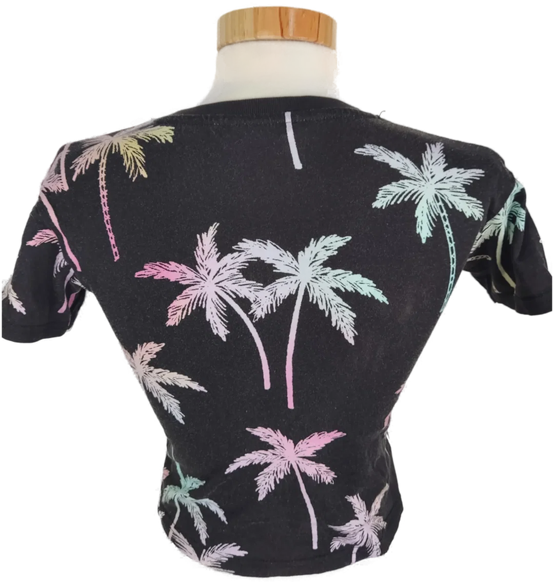 T-Shirt, kurzarm mit Rundhalsausschnitt, schwarz mit Aufdruck, Größe 34 (geschätzt) – Bild 3