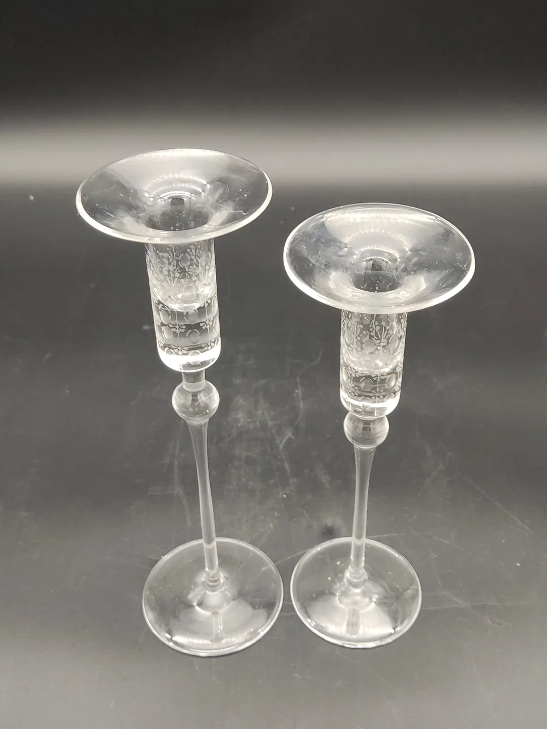 2 Kerzenständer der Marke Rosenthal - Glas mit hübschem Muster – Bild 2