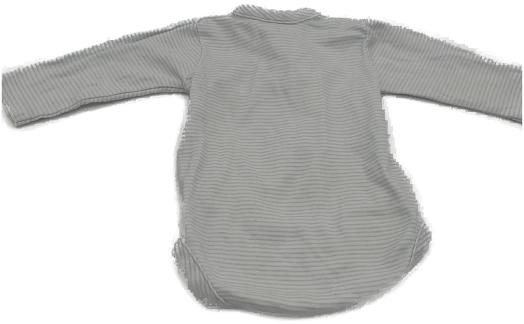 Babybody "babyclub" langarm mit Rundhalsausschnitt, weiß/hellblau gestreift mit Logo, Größe 62 – Bild 4