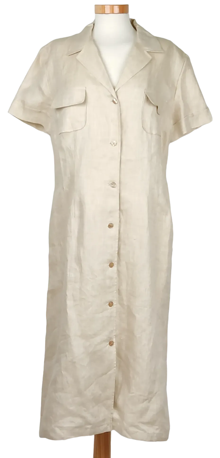 Aigner Damen Leinenkleid, beige - Gr. D 44 - Bild 1