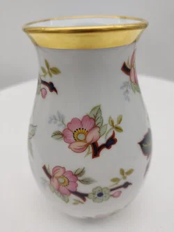 Vase von Royal Porzellan Bavaria mit Blumendekor und Goldrand  – Vorschau 8