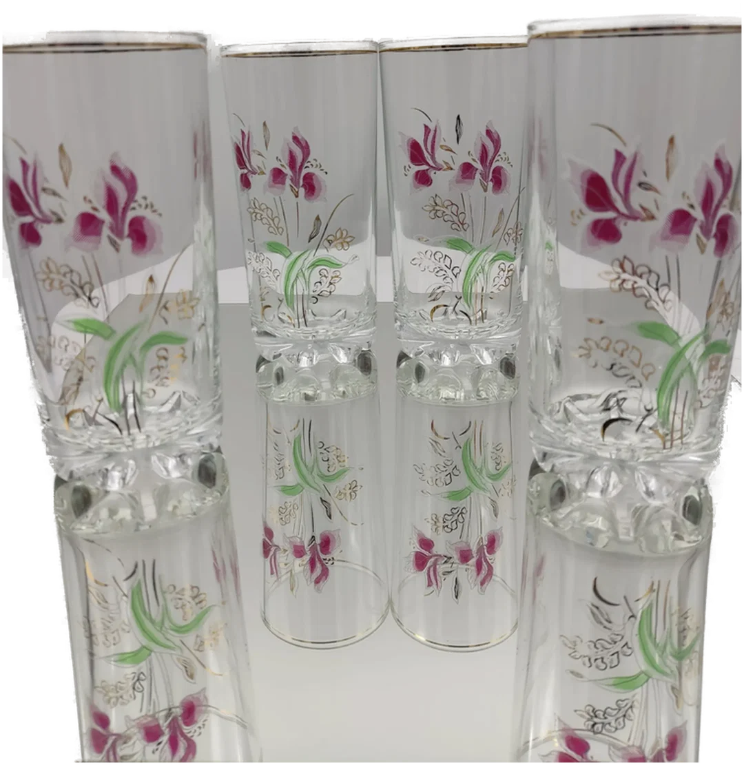 DeValbor Trinkgläser 4er-Set mit Irisblüten | Italienischer Retro-Charme – Bild 5