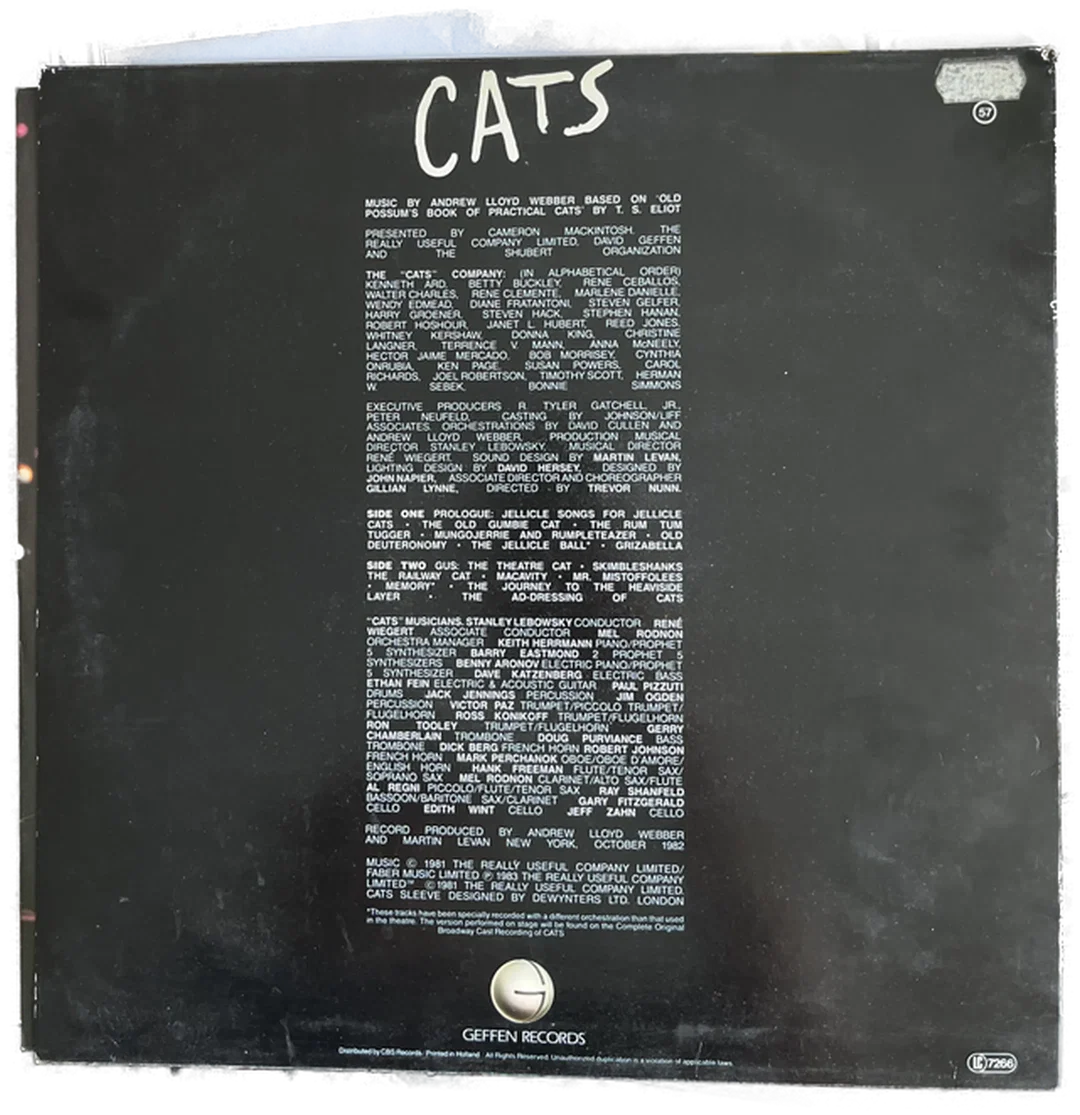 Schallplatte Cats - Selctions from the Original, Broadway Cast Recording 1983 LC 7266 – Bild 2