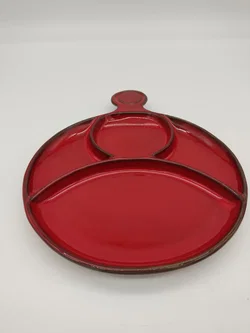 Vintage-Grillteller / Fondue-Geschirr - rot - Bild 3