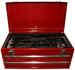 Rote Metall-Werkzeugkiste mit 2 Schubladen und Einsatz – robustes Werkzeug-Depot - Bild 3