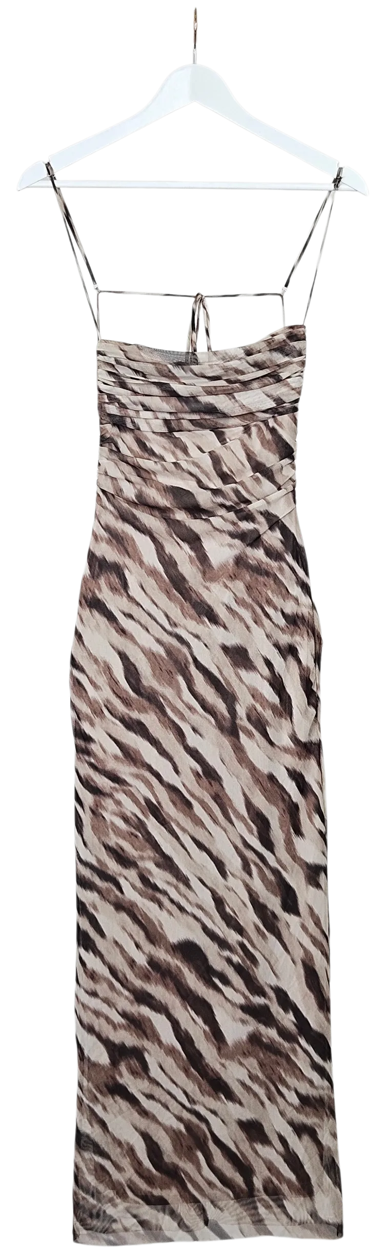 ZARA Damen Maxikleid mit Animal Print, braun - Gr. S - Bild 1
