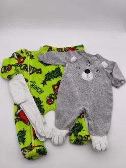 2er Baby-Strampler, Gr. 62, "Der Grinch" und süßer Bärenstrampler, gratis Sterntaler-Strumpfhose dazu – Vorschau 1