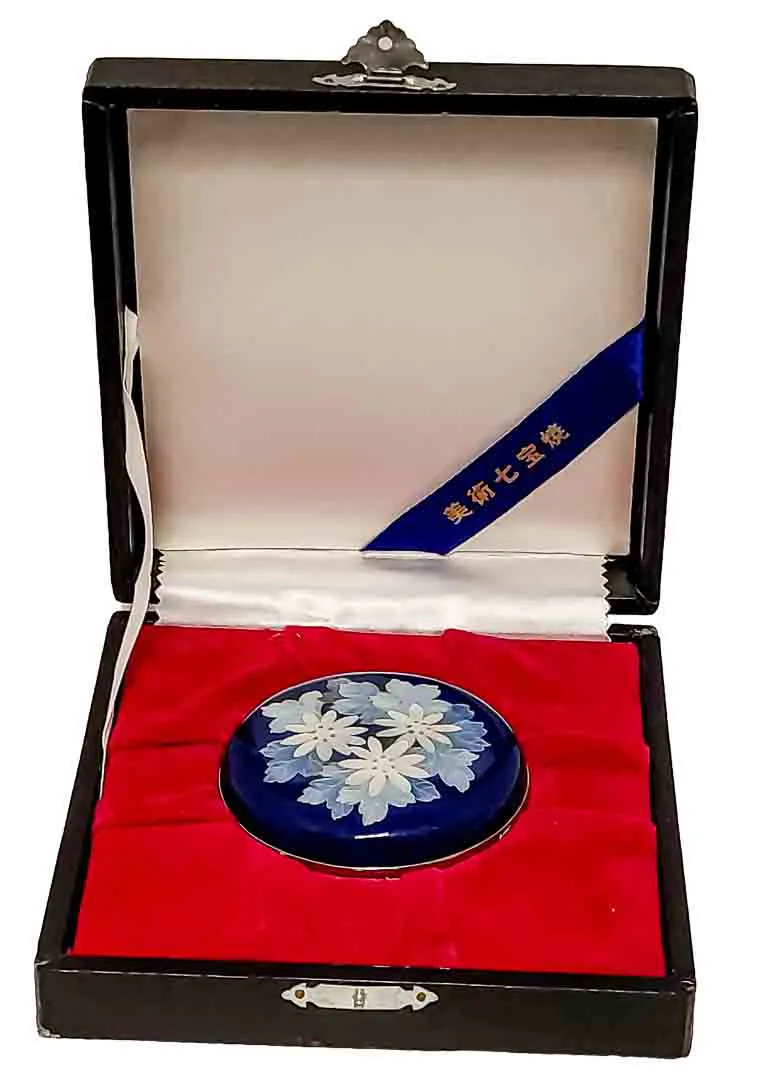 Ando Jubei Cloisonné Dose – Japanische Emaille-Kunst, Blumen (ca. 8 cm) - Bild 2