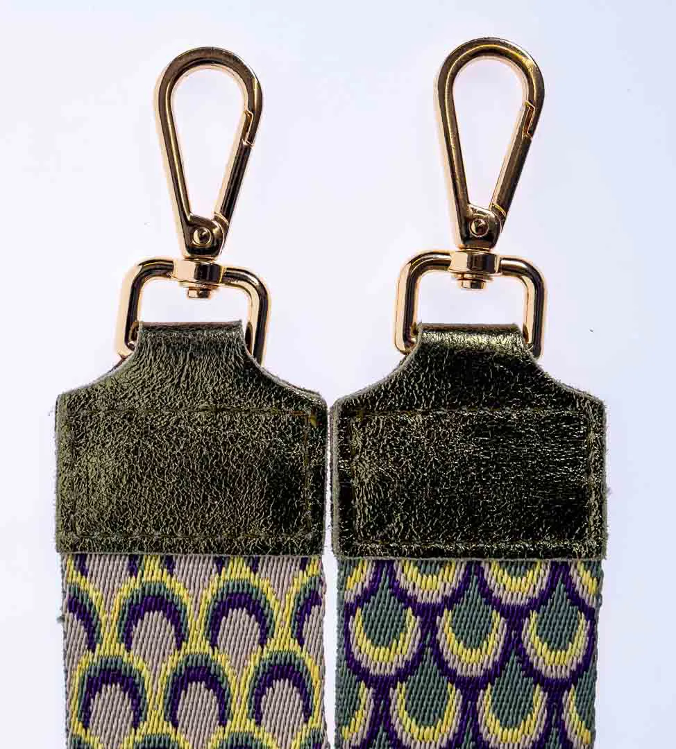 TRACCOLA Taschengurt mit Muster in gelb-grün-violett, Länge 1,25 Meter Made in Italy – Bild 2