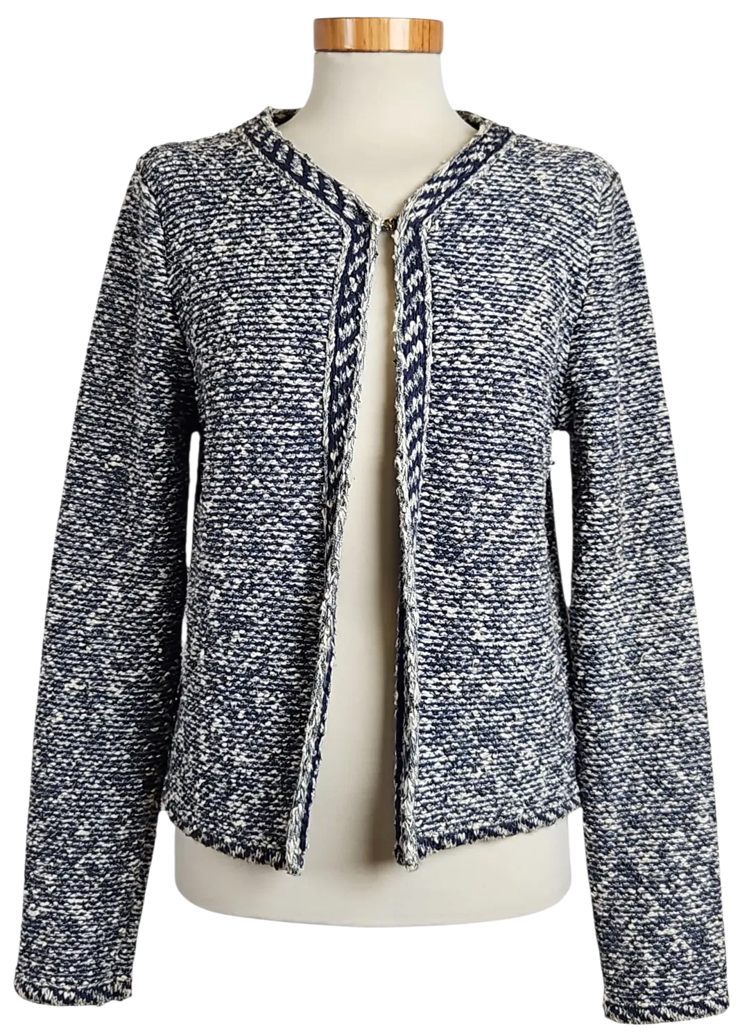 Massimo Dutti Damen Strickjacke, blau/weiß - Gr. M  - Bild 4