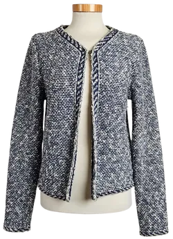 Massimo Dutti Damen Strickjacke, blau/weiß - Gr. M  - Bild 1