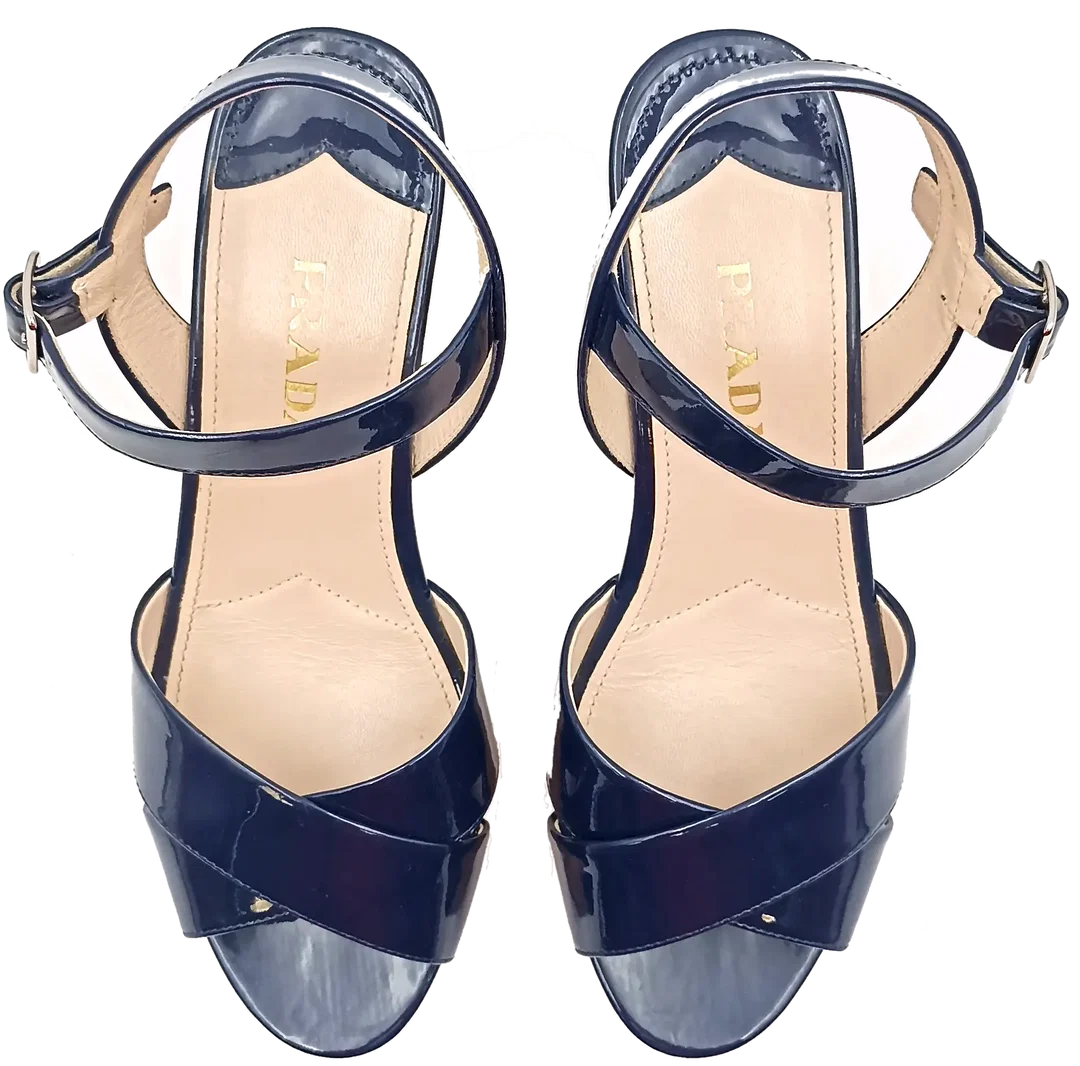 Prada Damenwedges dunkelblau Gr. 38 – Bild 4