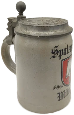 Bierkrug Spaten-Bräu München Steinzeug, Geprägter Zinndeckel 0,5 L | Sammlerstück - Bild 8