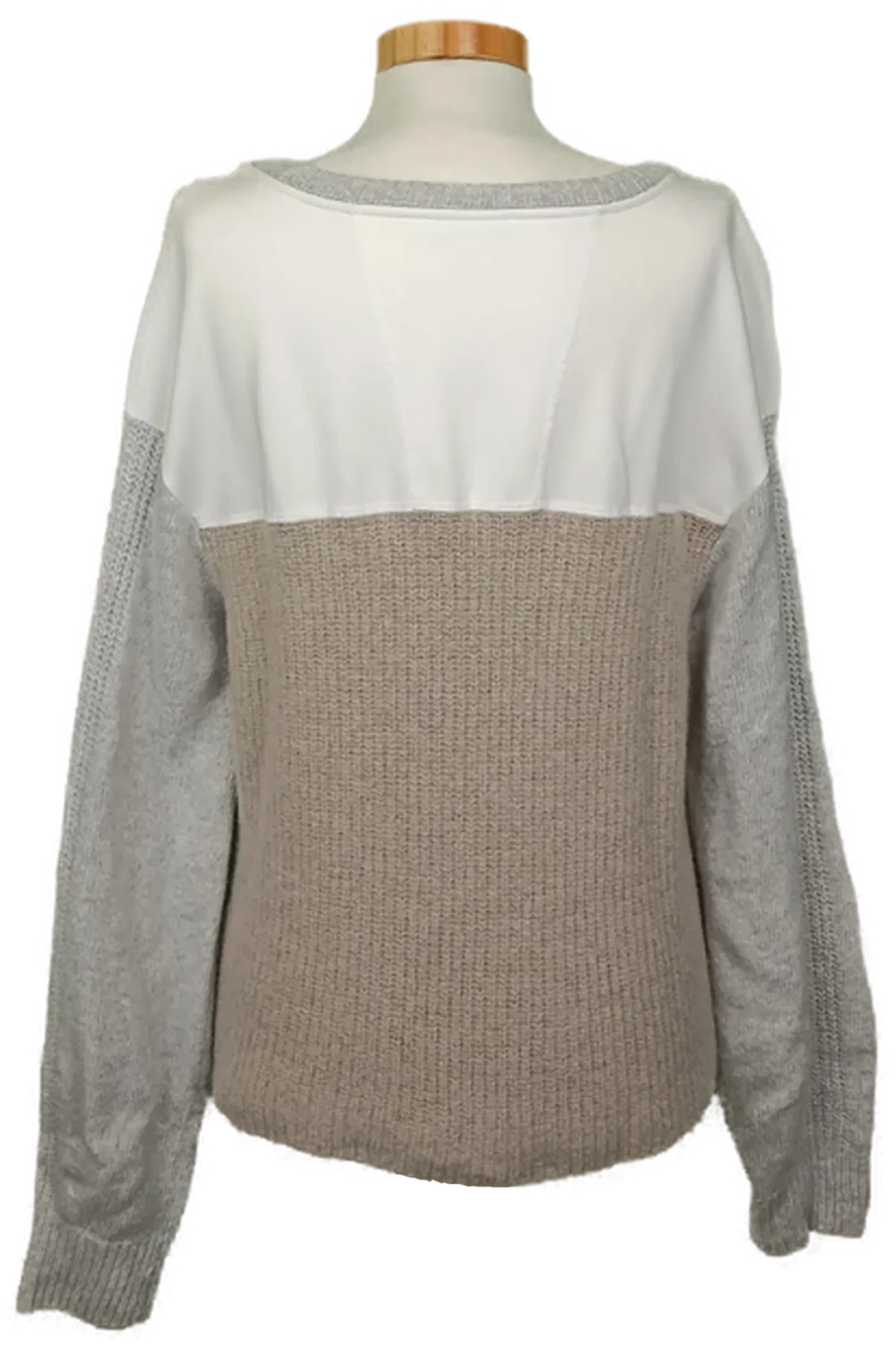 Marc Cain Damen Pullover grau/weiß Gr. M – Bild 2