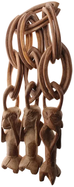 Afrikanische Holzskulptur – 3 Figuren mit Ringen – handgeschnitzt – Ethno Kunst - Bild 2