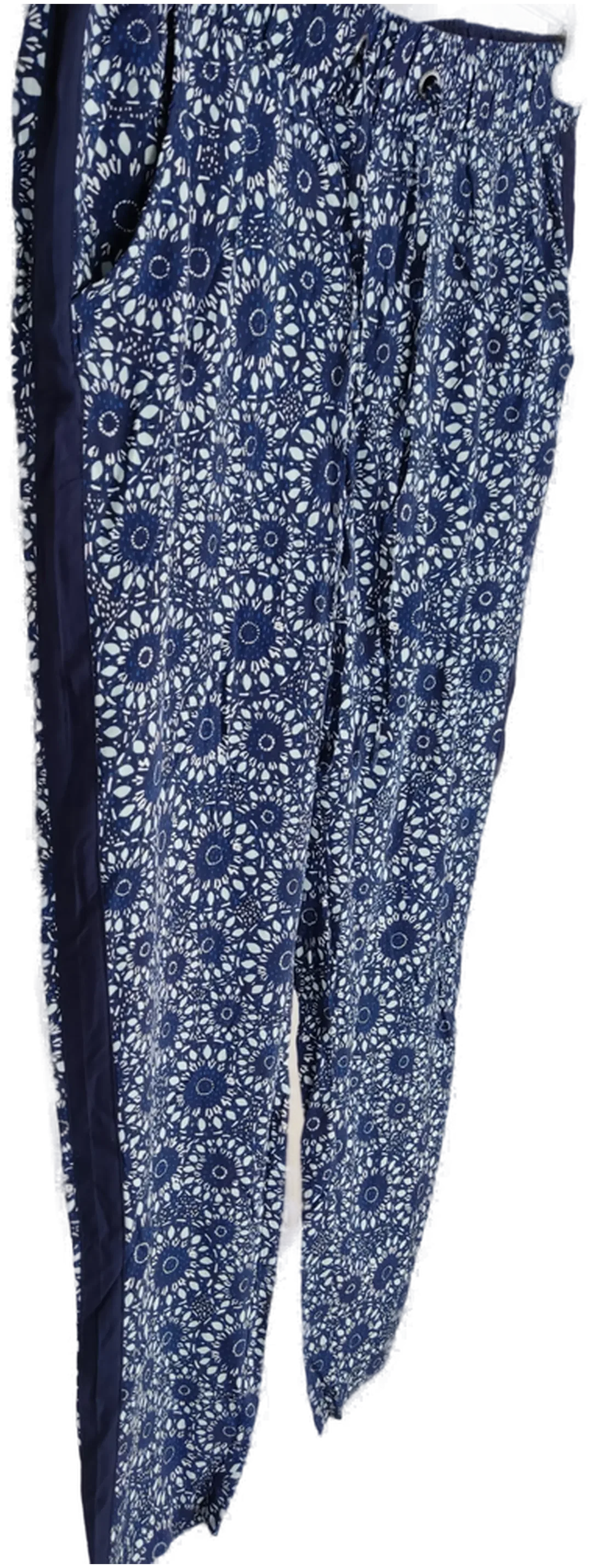 Hose, lang mit Gummizugbund, blau/weiß gemustert, Größe XL – Bild 3