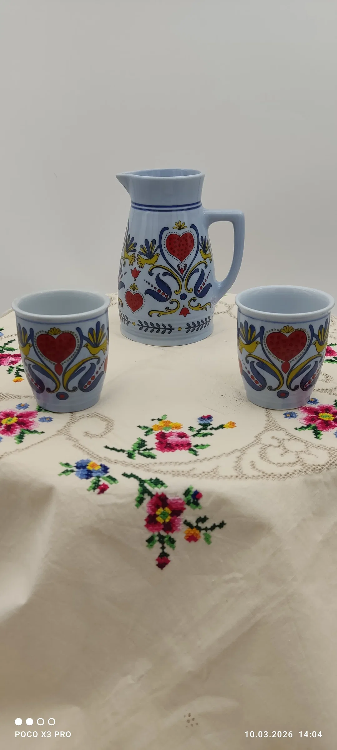 Lilien Porzellan Krug & 2 Becher Set | Einmaliges Unikat - Bild 4