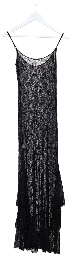 ZARA Damen Maxikleid mit Spitze, schwarz - Gr. L - Bild 2