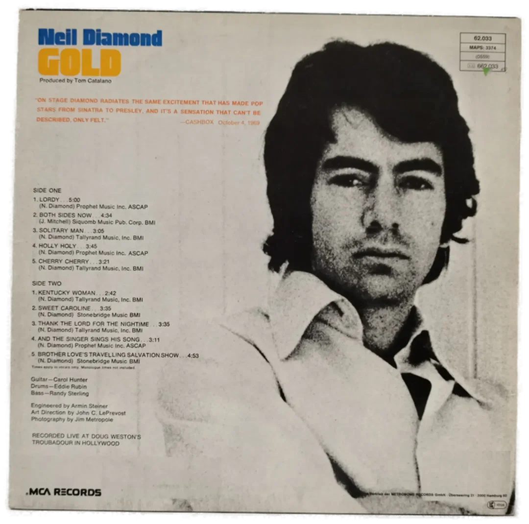 Neil Diamond "Gold" Schallplatte - exklusive Live-Aufnahmen – Bild 2