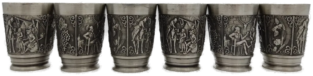 Vogel Zinn Schnapps Becher Set (6 Stück) - Bild 1