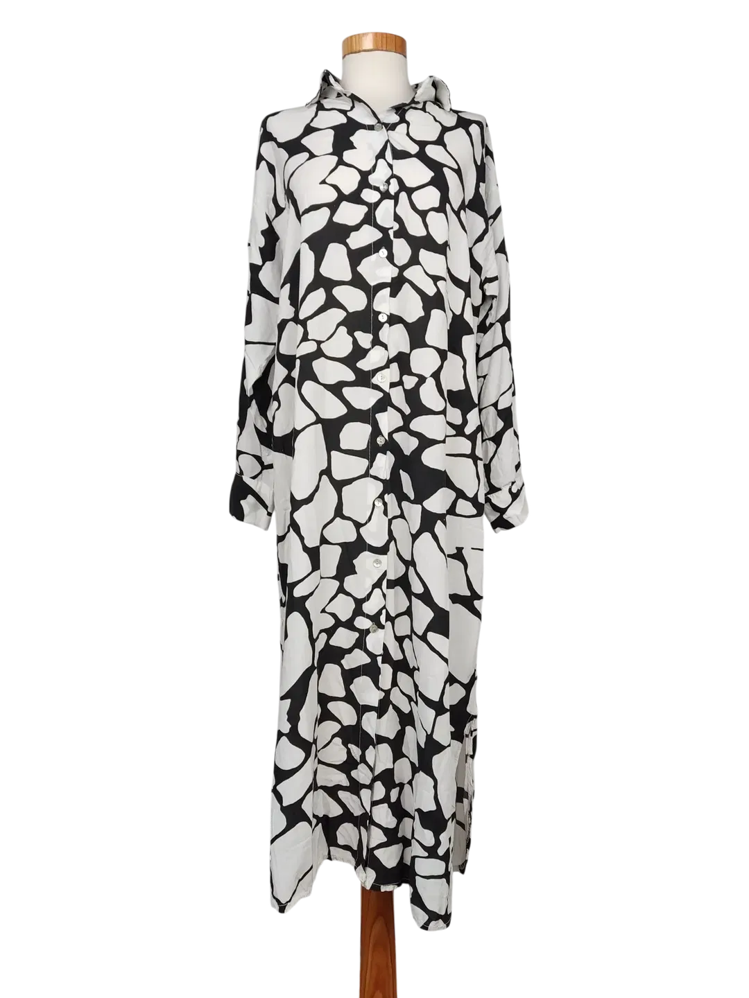 New Line Damen Maxikleid, weiß/schwarz - Gr. L  - Bild 1