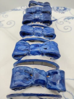 Keramik-Serviettenring mit Schleife 6er-Set | Blau-Weiß Design – Vorschau 7