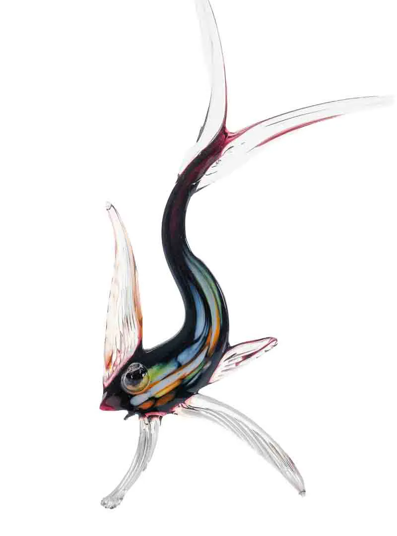 Murano-Glasfisch Sommerso mehrfarbig handgefertigte Glasskulptur 21 cm – Bild 1