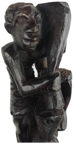 Makonde Lebensbaum Ebenholzfigur schwarz - 111 cm - Bild 4