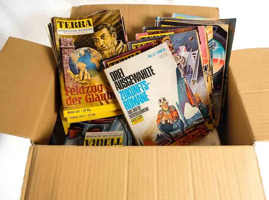 Vintage Pulp Fiction: eine Kiste voller 