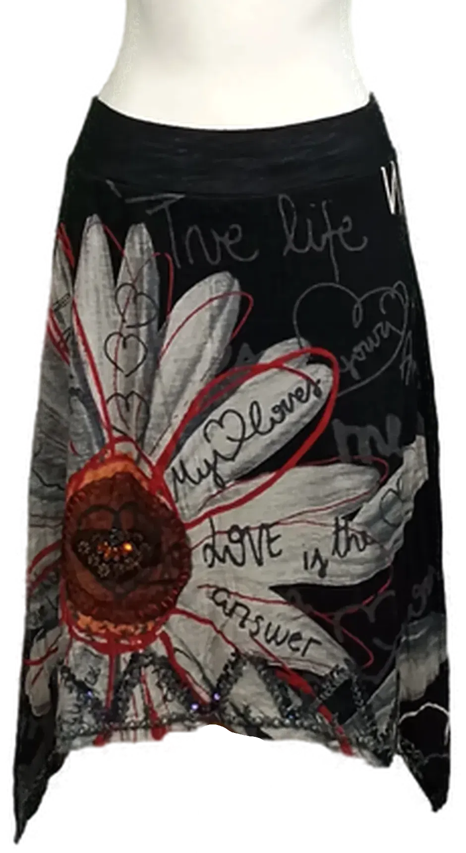 Desigual Damen Midirock schwarz gemustert Gr. M - Bild 1