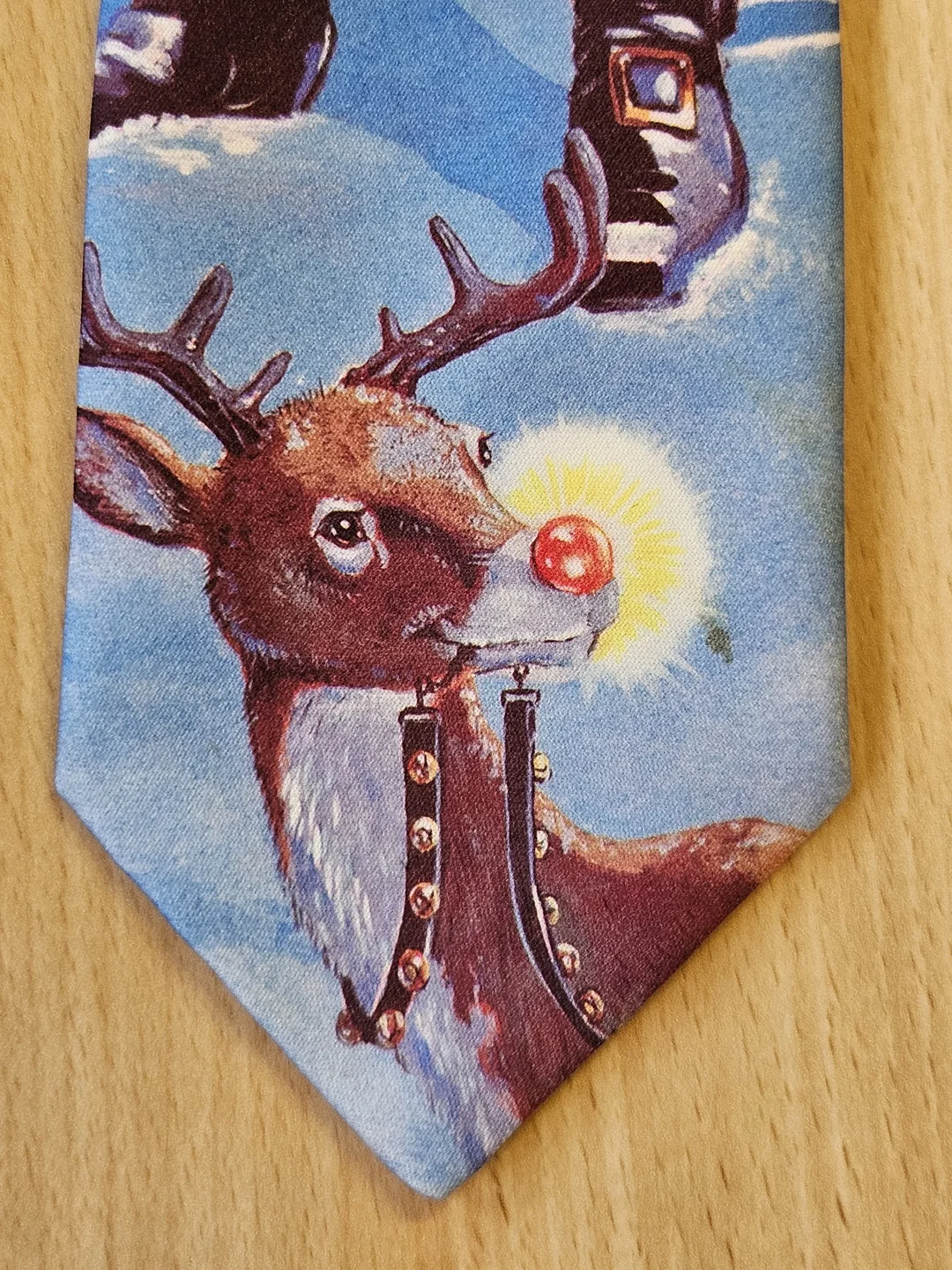 Vintage Ralph Marlin Weihnachts-Krawatte "Roof Top" 1990, Santa & Rudolph – Bild 4