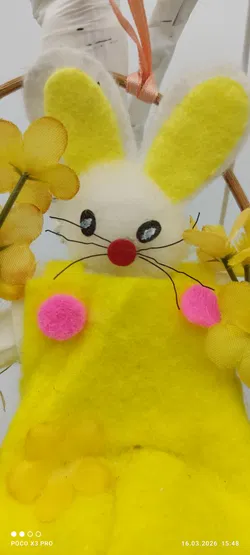 Filzhase Auf Schaukel Osterdeko | Handgefertigt - Bild 3