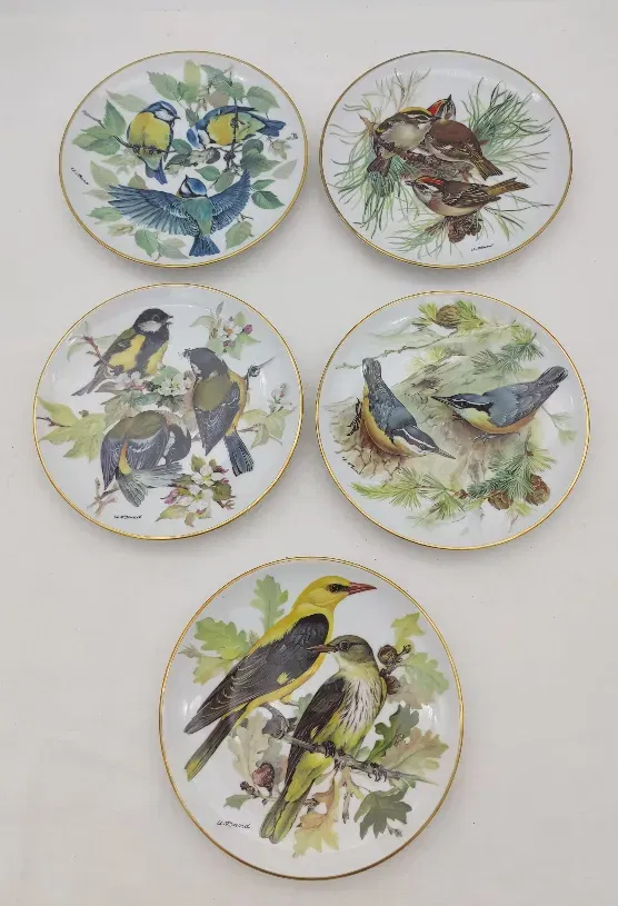 5 Wandteller von Ursula Band Vogelmotive - Bild 1
