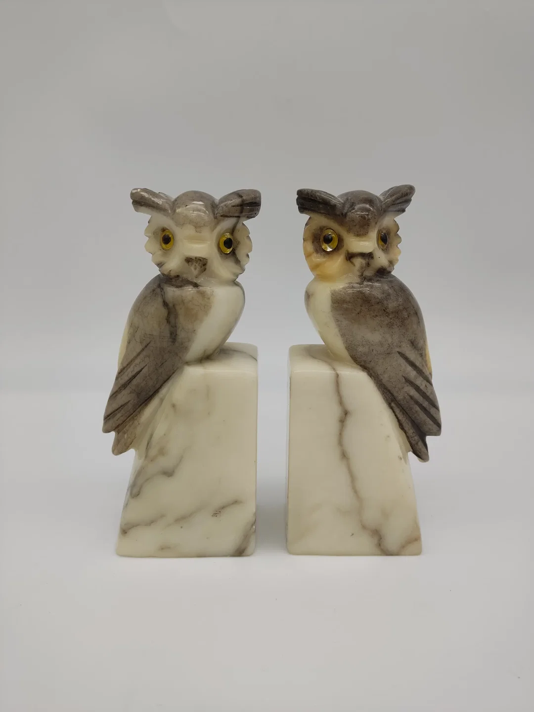 2er Set Eulen Buchstützen aus Stein - Bild 4