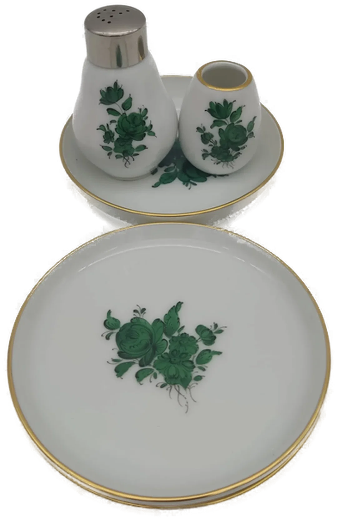 Augarten Porzellan 5 teiliges Set, grüne Rose  – Bild 3