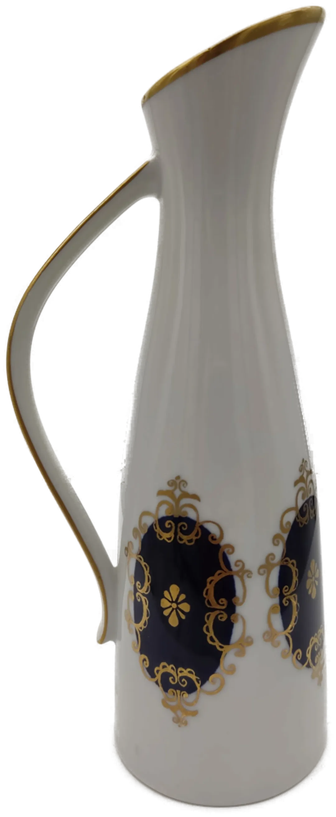 Porzellan Vase Echt Kobalt mit Gold von GDR 1762 | Unikat Henkelvase aus Thüringen  – Bild 3